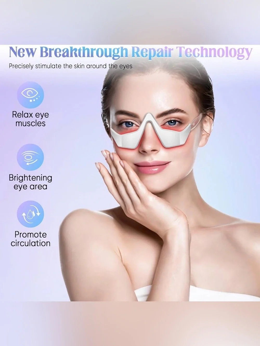 Under Eye Beauty Massager Glasses with Gel and Strap (White)